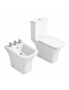 Combo Inodoro Largo Mochila y Bidet Triple Agujero Nova
